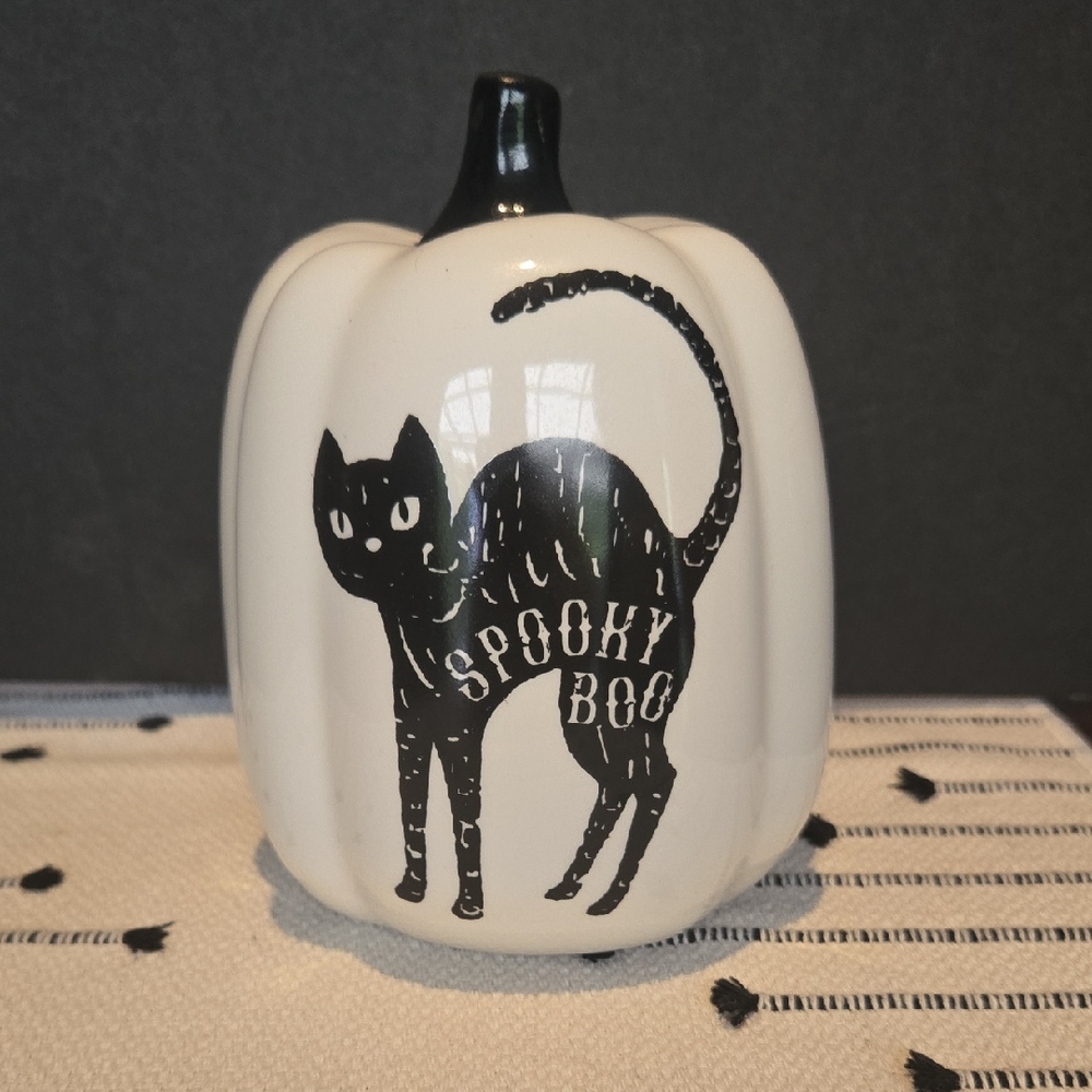 Black and White Cat Pumpkin Decor